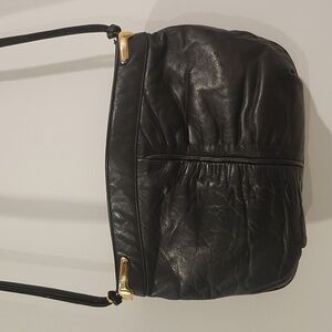 Gabrielle YKK Black Leather Crossbody Bag